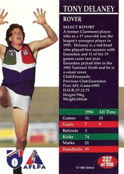 1995 Select AFL #227 Tony Delaney Back